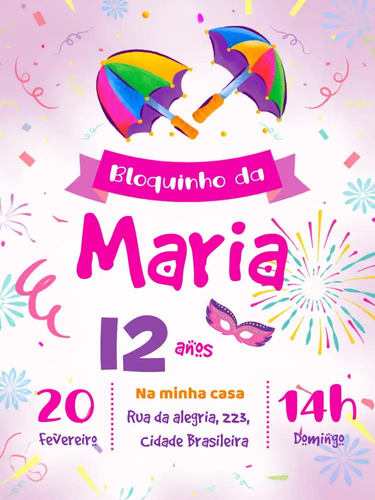 Convite Carnaval Bailinho-carnavalesco-baile-festa – tema Datas Comemorativas colorido, carnavalesco, divertido, festivo, brincalhão