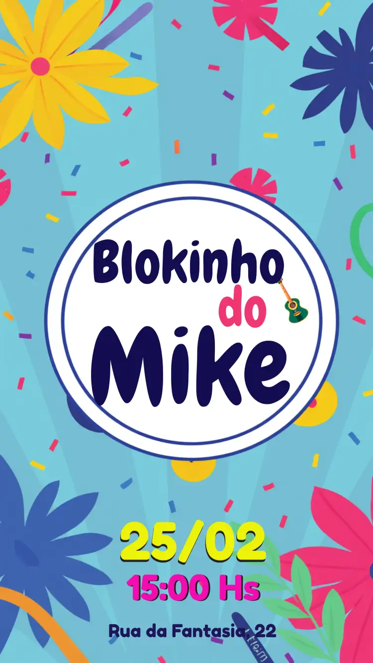 Convite Carnaval Bloquinho Fil – tema Datas Comemorativas carnaval, vibrante, colorido, divertido, infantil, festivo