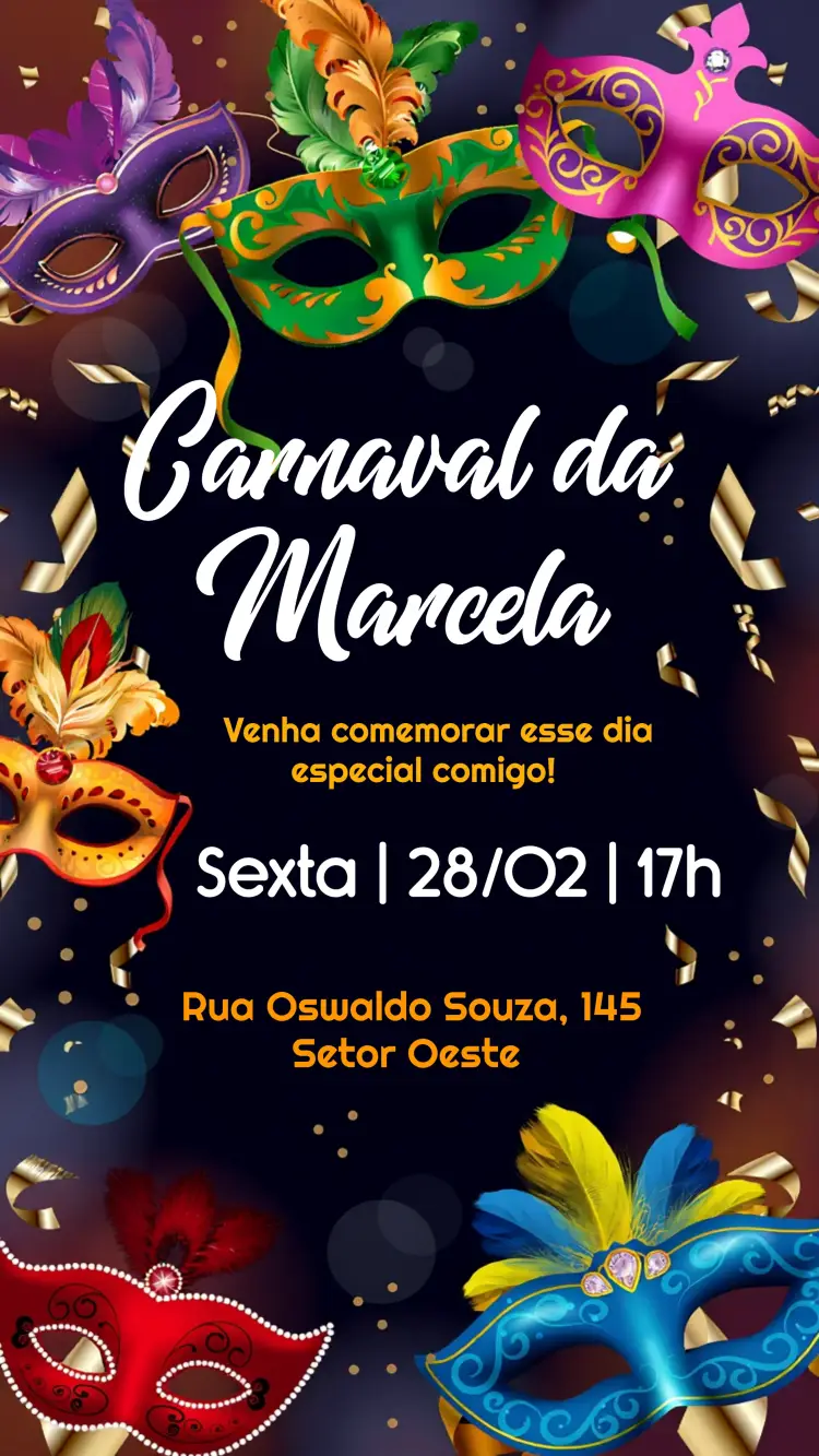 Convite Carnaval Colorido