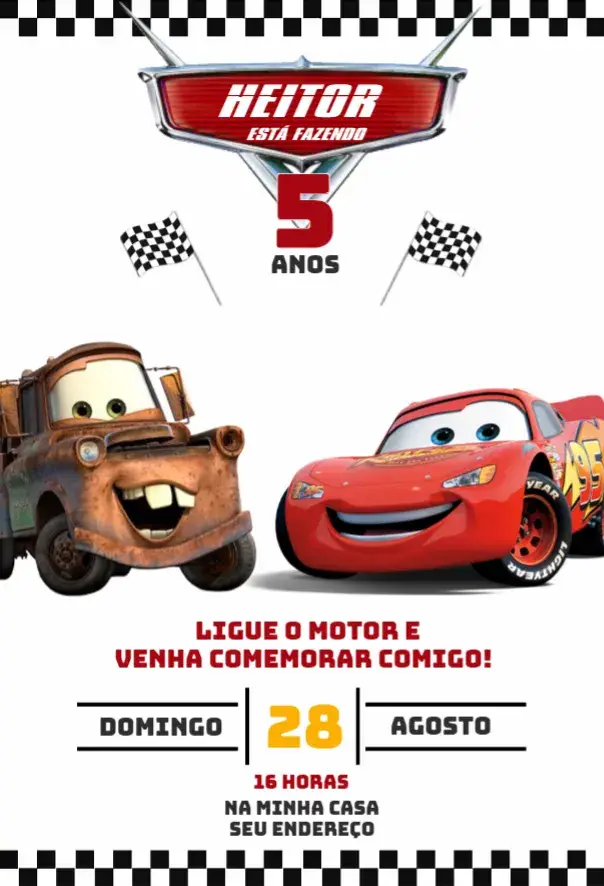 Convite Carros 4