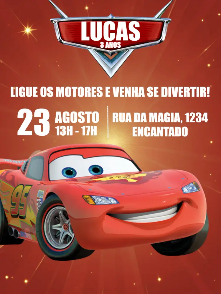 Convite Carros Corrida