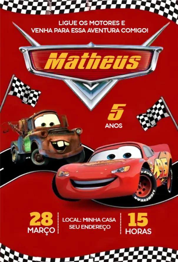 Convite Carros Disney 1