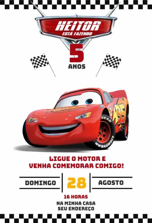 Convite Carros Disney 3