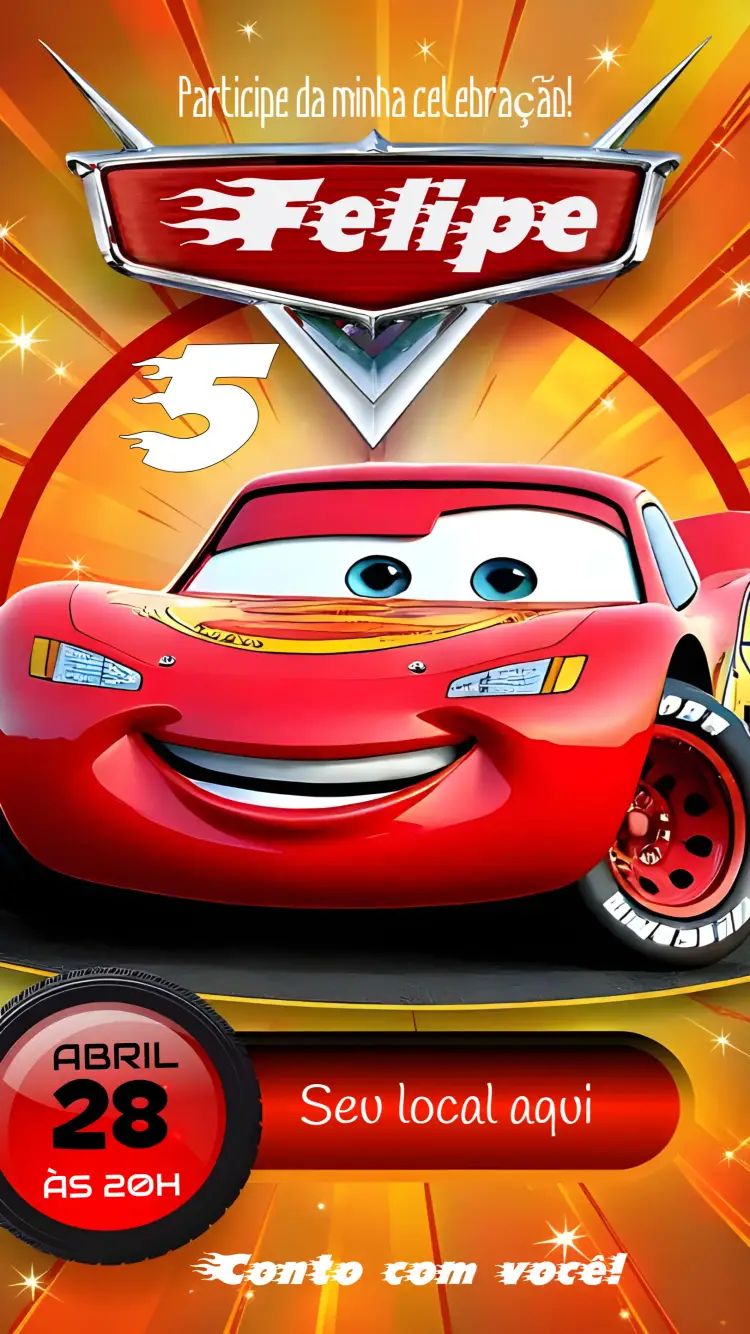 Convite Carros Mcqueen Relâmpago
