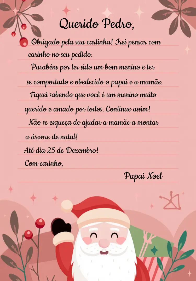 Convite Carta Para O Papai Noel Vermelho