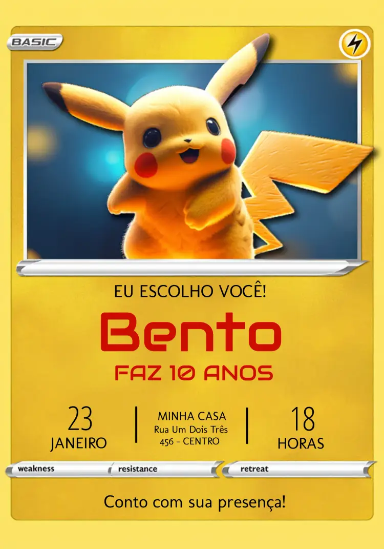 Convite Carta Pokemon Charizard