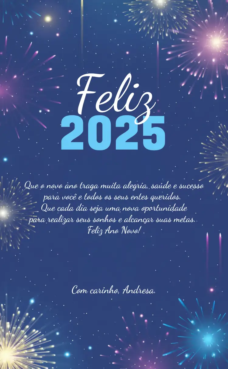 Convite Cartão Ano Novo Feliz 2025 Reveillon – tema Datas Comemorativas dourado, festivo, brilhante, colorido, moderno
