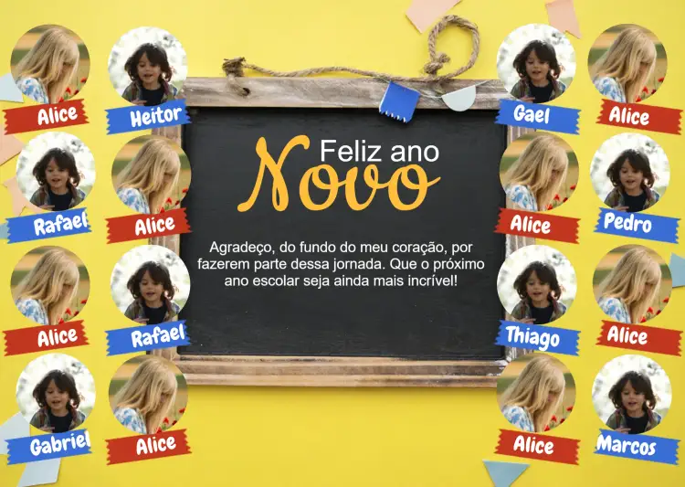Convite Cartão Boas Festas Final De Ano Com Foto Menino – tema Datas Comemorativas colorido, festivo, alegre, moderninho, divertido