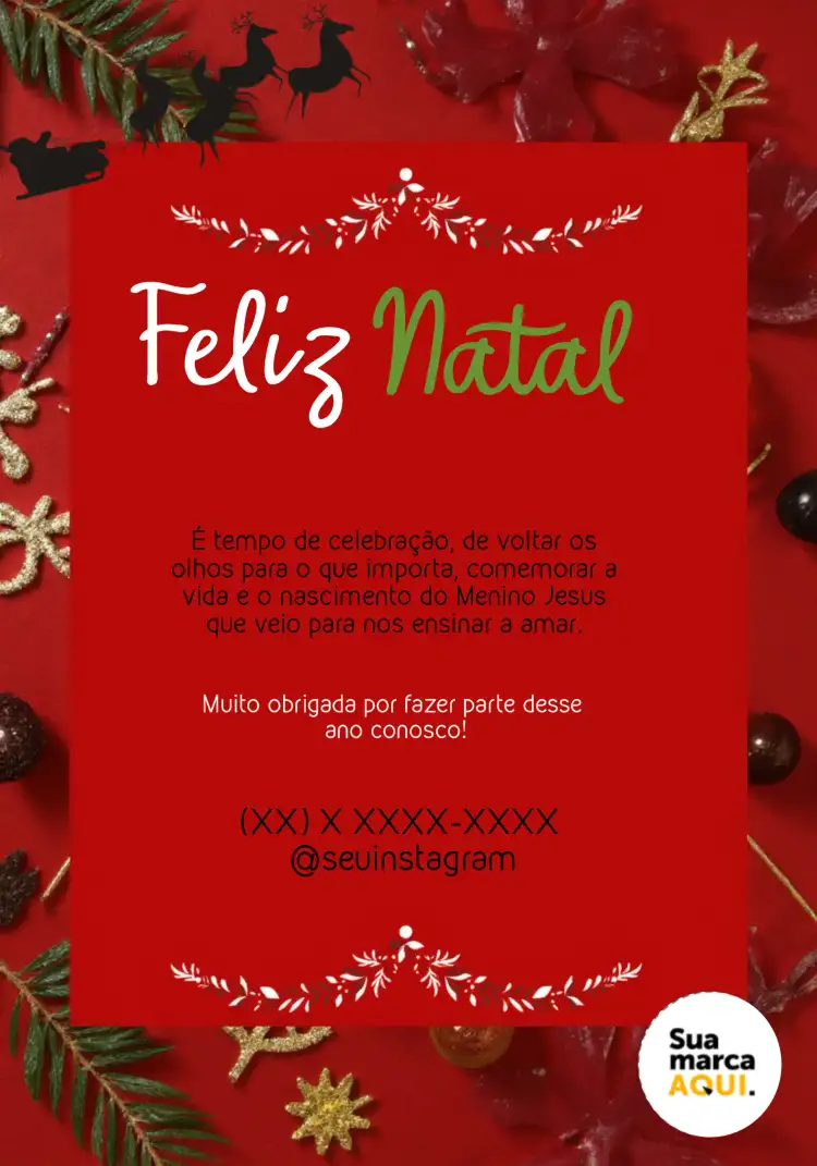 Cartão De Agradecimento Natal Vermelho