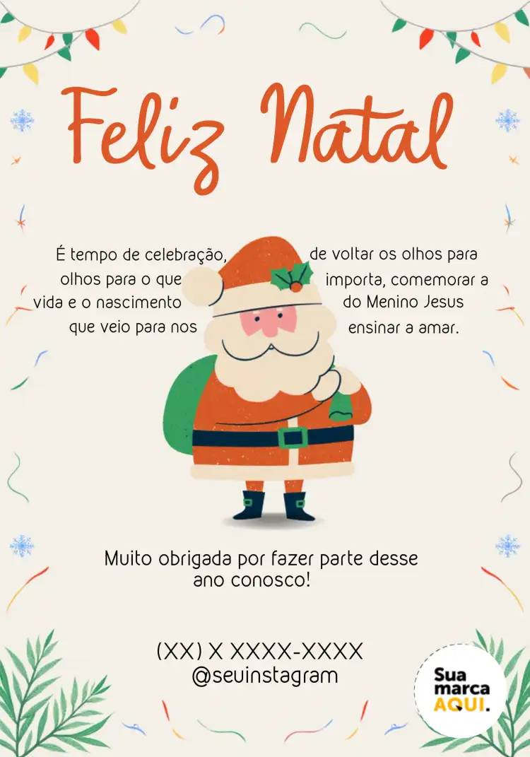 Cartão De Agradecimento Natal Vermelho