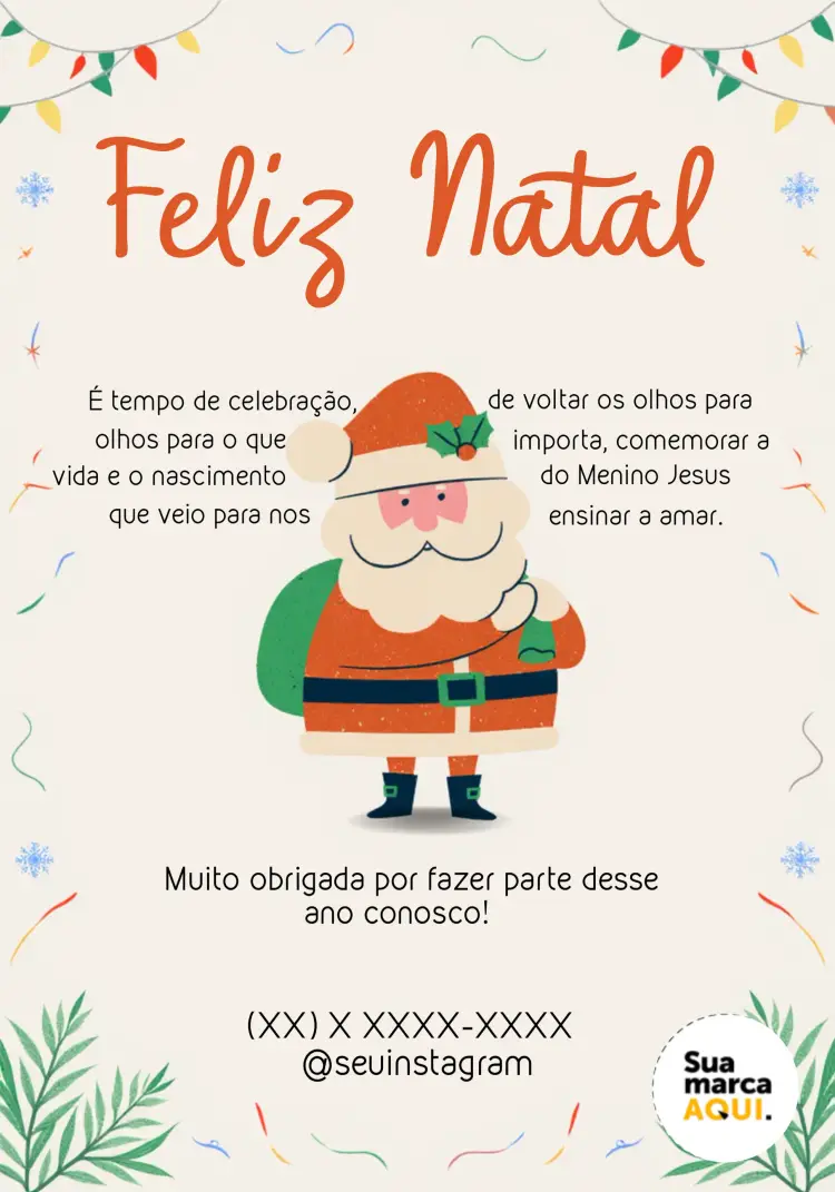 Convite Cartão De Agradecimento Natal Vermelho