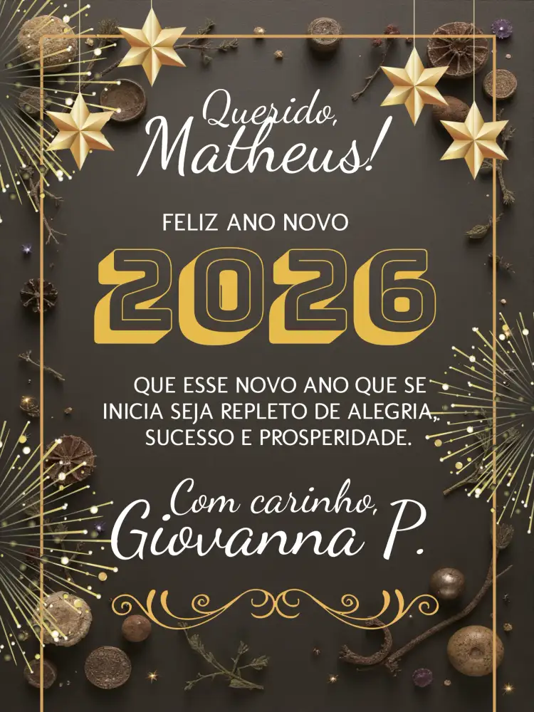 Convite Cartão De Ano Novo Branco – tema Datas Comemorativas branco, dourado, moderno, festivo, elegante, estrelado