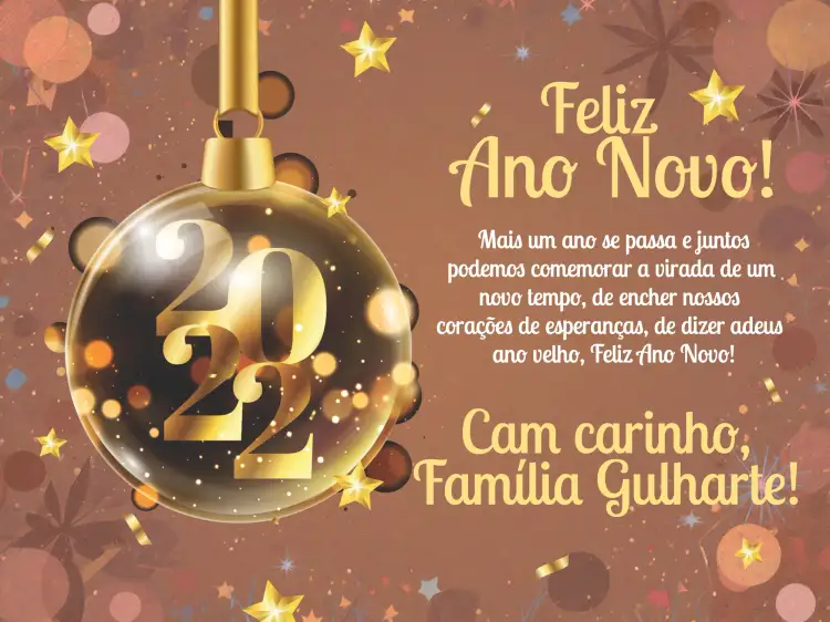 Convite Cartão De Ano Novo Dourado – tema Datas Comemorativas dourado, moderno, elegante, minimalista, festivo