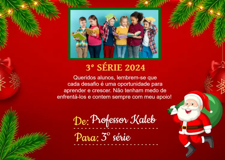 Cartão De Despedida Alunos Com Foto Natal