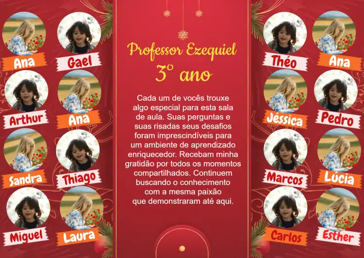 Cartão De Despedida Alunos Com Fotos Verde
