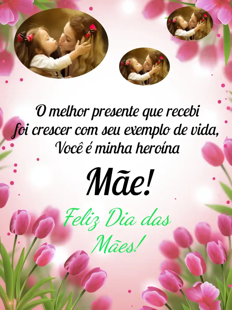 Convite Cartão De Dia Das Mães Com Foto Rosa – tema Datas Comemorativas rosa, floral, romântico, delicado, moderno