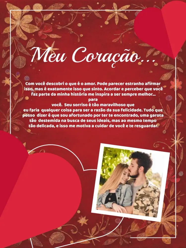 Cartão De Dia Dos Namorados Com Foto Vermelho
