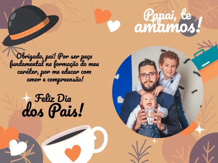 Cartão De Dia Dos Pais Com Foto Cinza