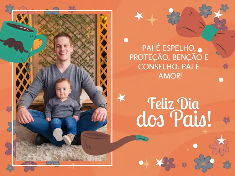 Convite Cartão De Dia Dos Pais Com Foto Xícara – tema Datas Comemorativas moderno, colorido, divertido, minimalista, familiar