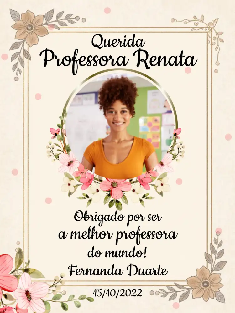 Cartão De Dia Dos Professores Com Foto Rosa
