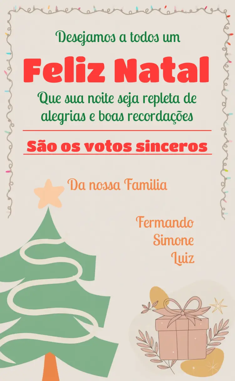 Convite Cartão De Feliz Natal Familia
