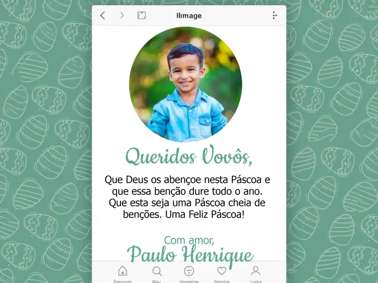 Convite Cartão De Feliz Páscoa Com Foto Ovos – tema Datas Comemorativas azul, colorido, moderno, lúdico, festivo, minimalista