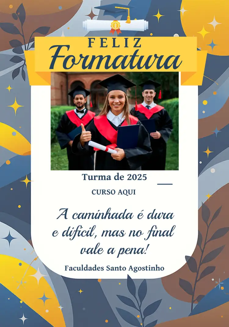 Convite Cartão De Formatura Com Foto Comemoração – tema Formatura moderno, colorido, elegante, jovem, clássico