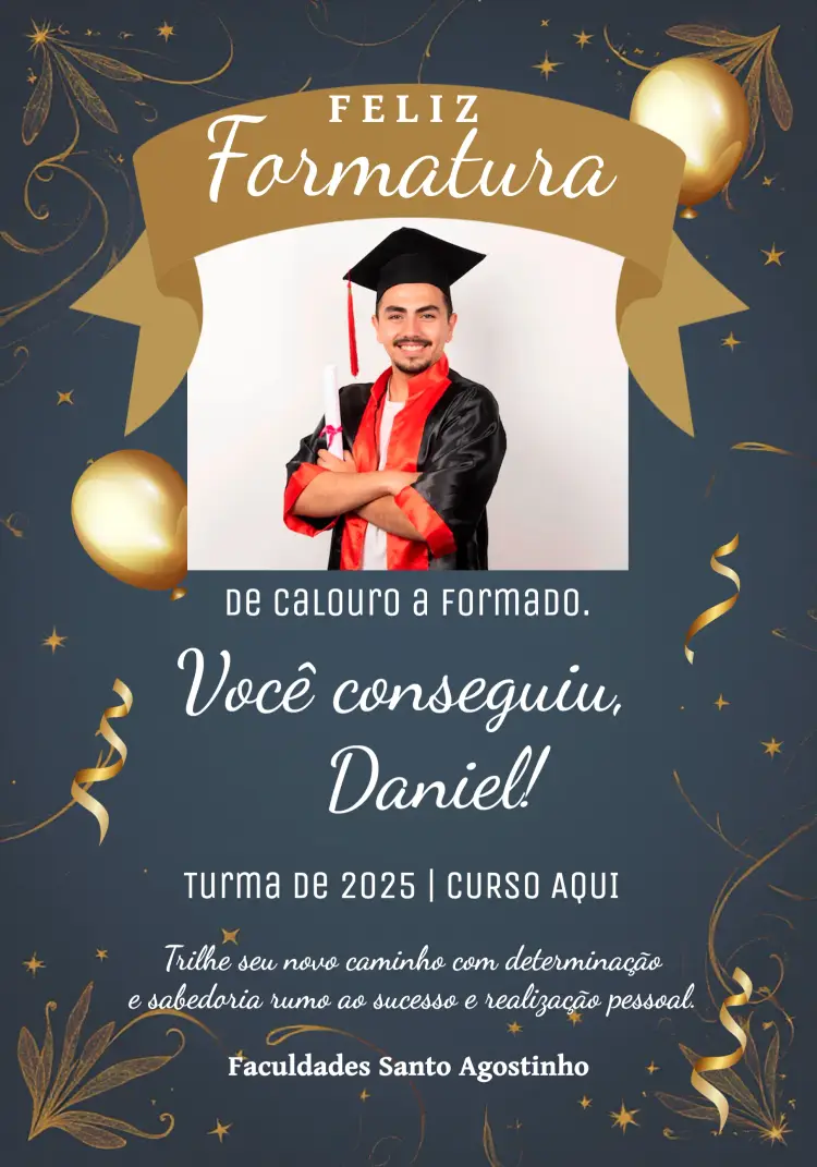 Convite Cartão De Formatura Com Foto Comemoração