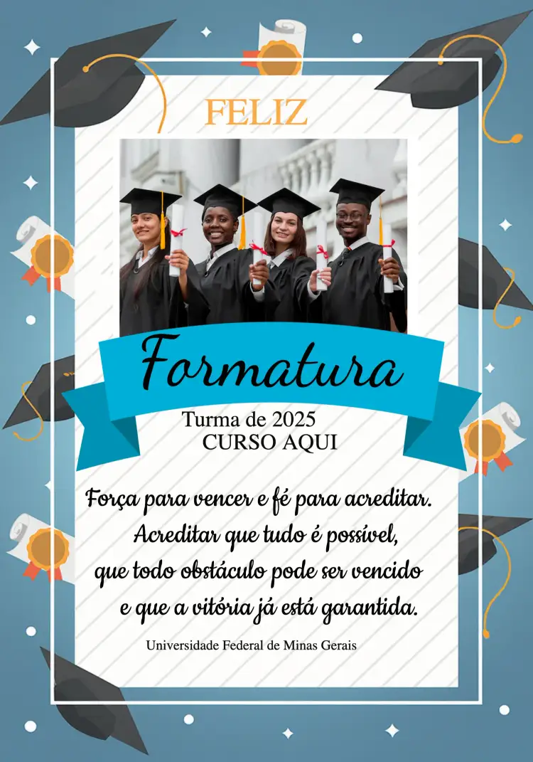 Convite Cartão De Formatura Com Foto Azul. – tema Formatura azul, moderno, elegante, minimalista, sophisticated