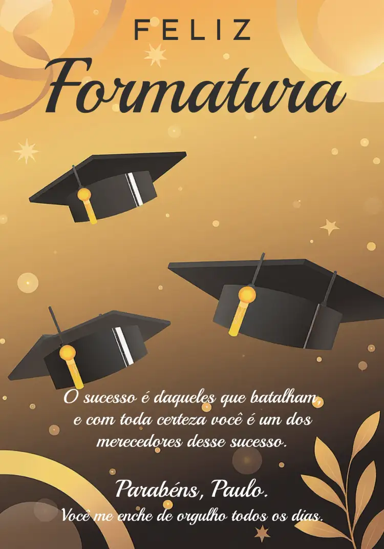 Convite Cartão De Formatura Frame – tema Formatura elegante, moderno, dourado, preto e branco, clássico