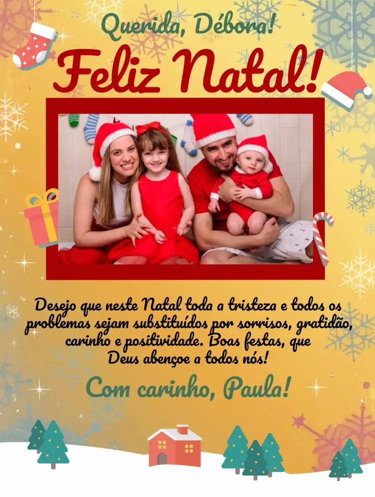 Convite Cartão De Natal Com Foto Felicitações – tema Datas Comemorativas vibrante, colorido, festivo, tropical, moderno, clássico