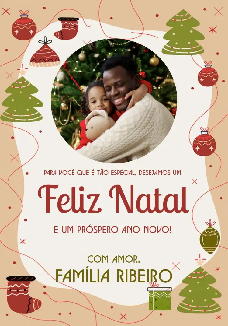 Cartão De Natal Com Foto Presentes