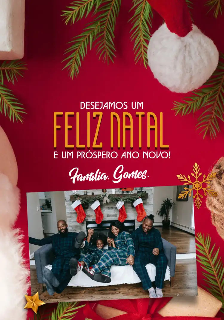 Cartão De Natal Com Foto Vermelho