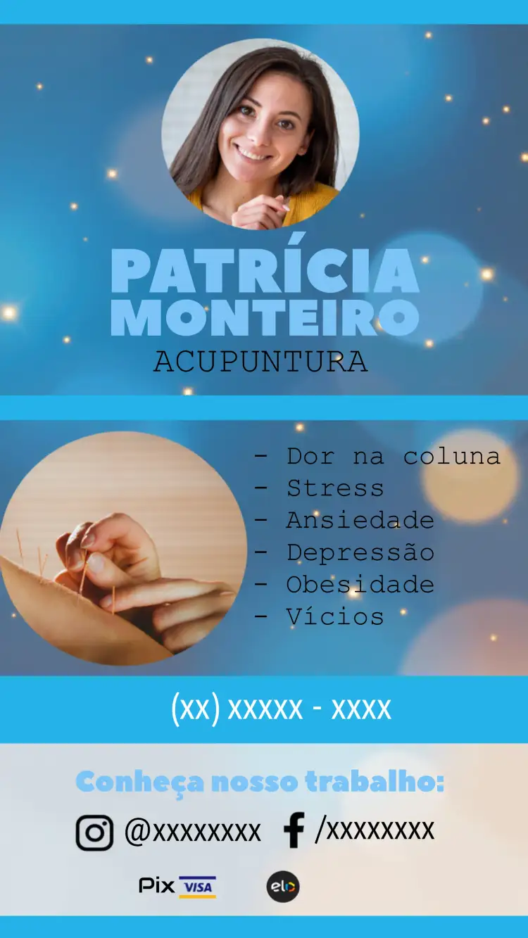 Convite Cartão De Visita Acupuntura Cartao – tema Mais pesquisados azul, moderno, minimalista, saudável, profissional