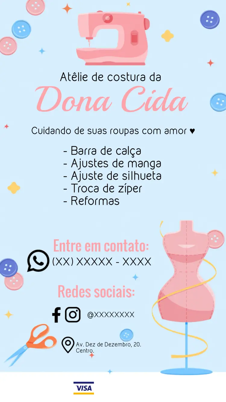 Convite Cartão De Visita Atêlie Costura Digital
