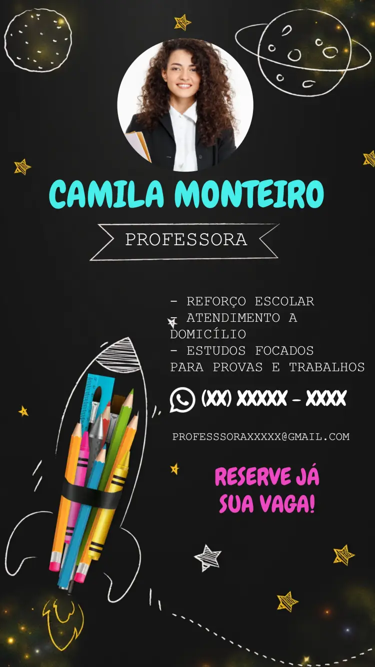 Convite Cartão De Visita Aulas Reforço Dificuldade