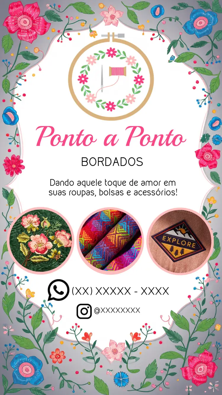Convite Cartão De Visita Bordado Bordados – tema Mais pesquisados bordado, rosa, artesanato, moderno, elegante, minimalista