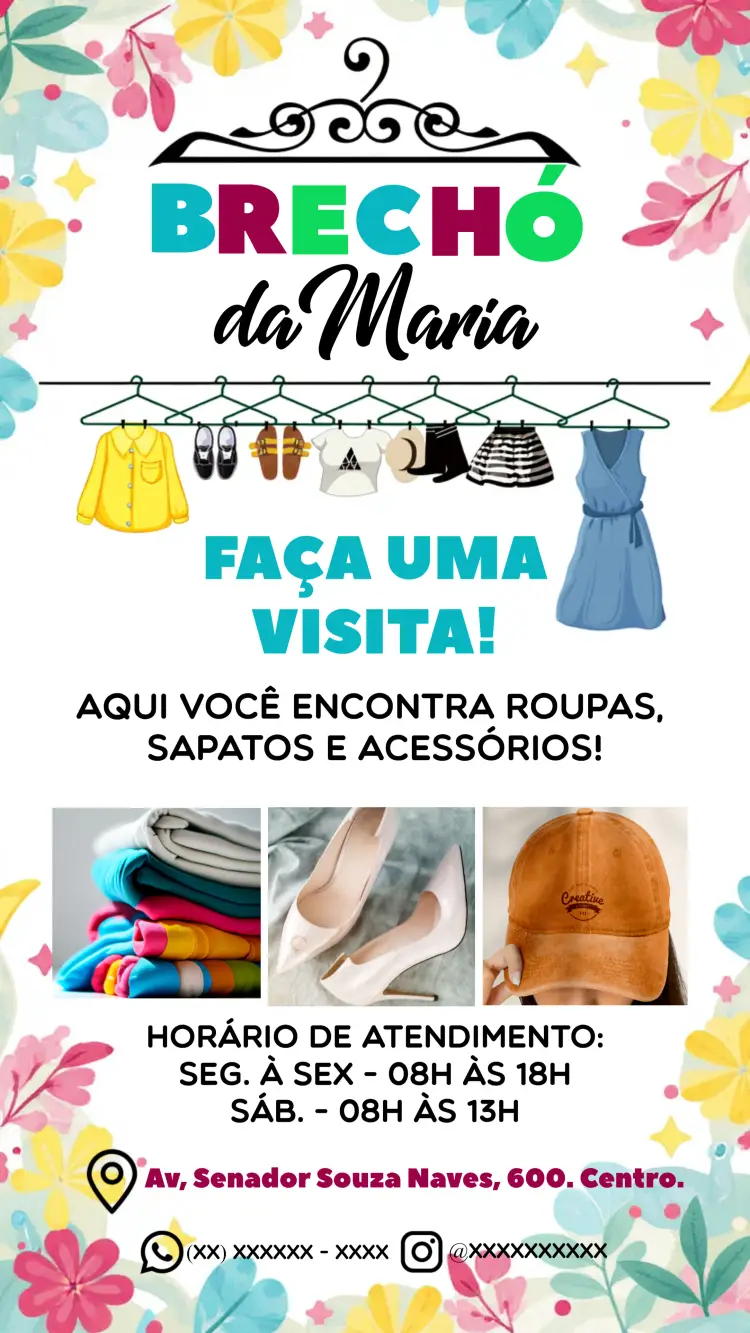 Convite Cartão De Visita Brechó Colorido