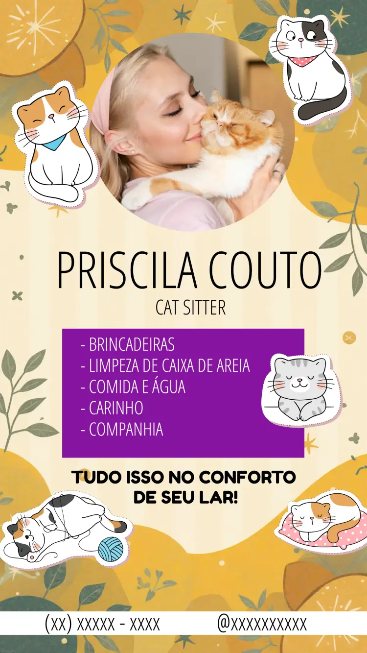 Convite Cartão De Visita Cat Sister Babá Pet Sitter