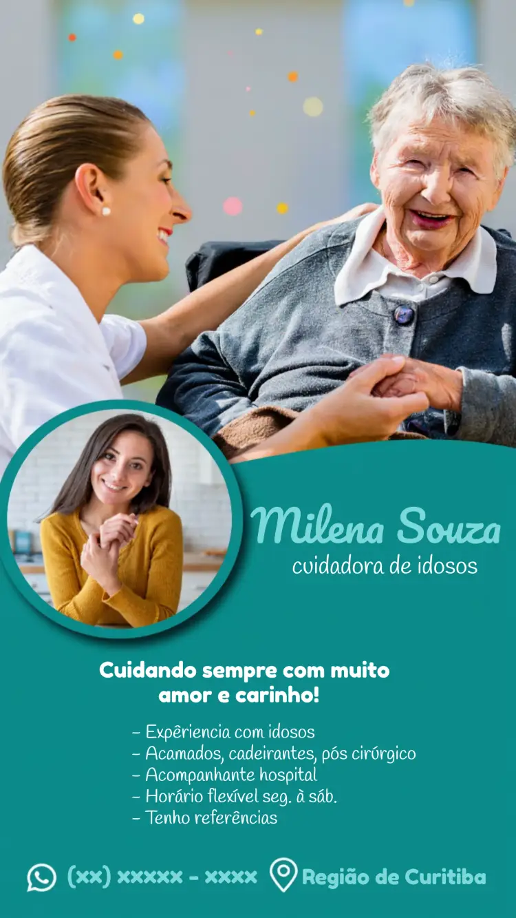 Convite Cartão De Visita Cuidador Idosos Acompanhante