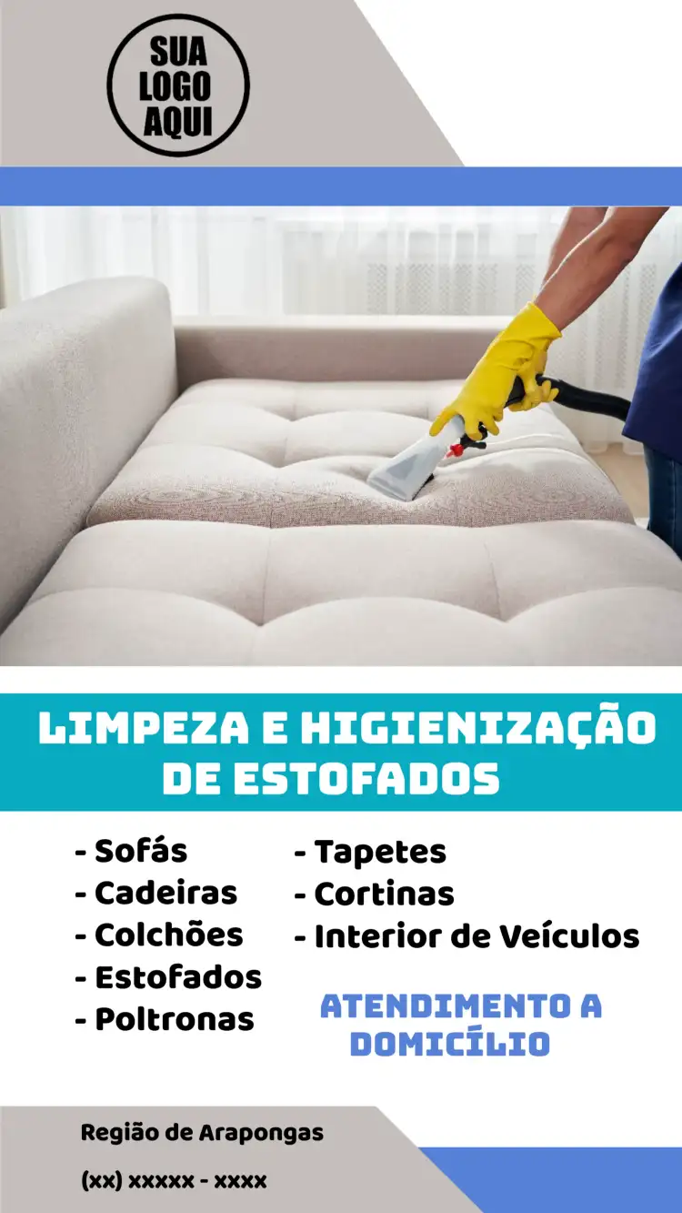 Cartão De Visita Limpeza E Higienização Estofados Cinza