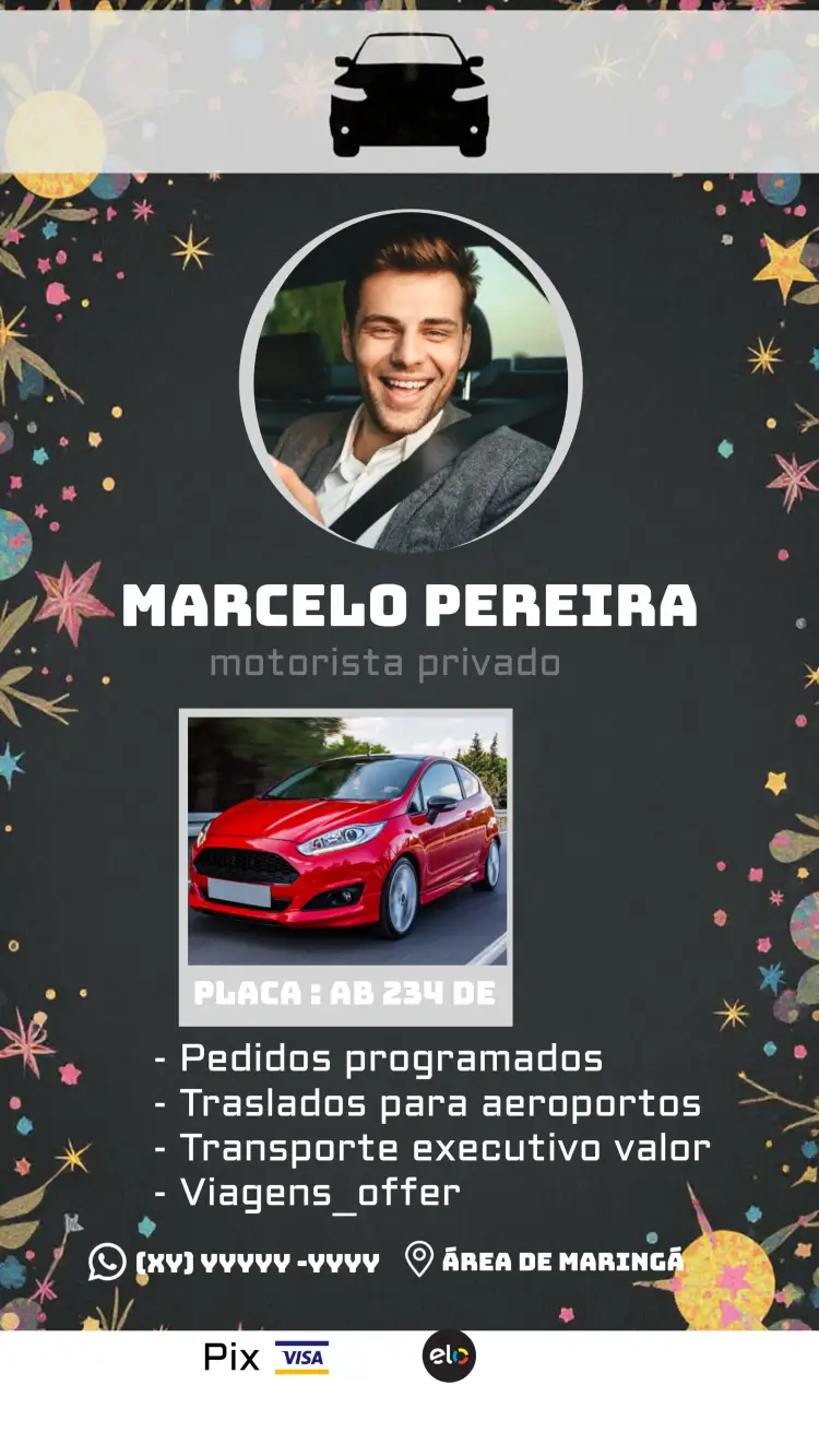 Convite Cartão De Visita Motorista Particular Cinza – tema Mais pesquisados cinza, moderno, elegante, minimalista, profissional