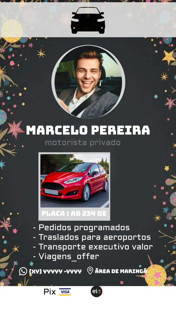 Convite Cartão De Visita Motorista Particular Cinza