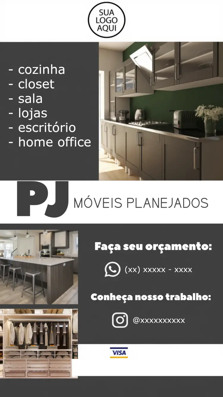 Convite Cartão De Visita Móveis Planejados Panfleto