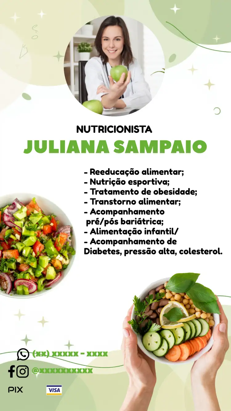 Convite Cartão De Visita Nutricionista Panfleto – tema Mais pesquisados verde, moderno, minimalista, saudável, profissional, clean