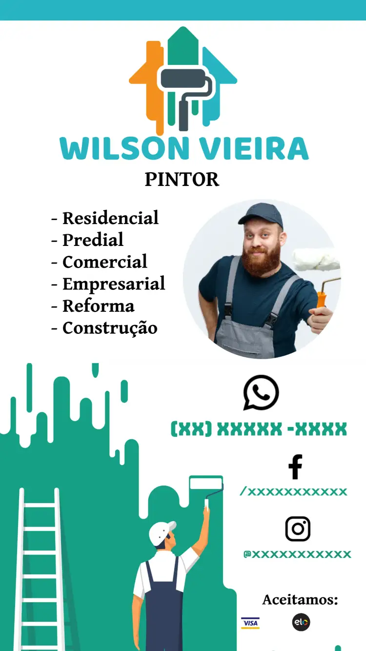 Convite Cartão De Visita Pintor Pintura – tema Mais pesquisados moderno, colorido, artístico, minimalista, vibrante