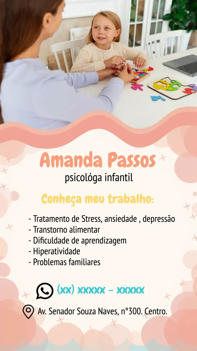 Cartão De Visita Psicóloga Infantil Aprendizagem