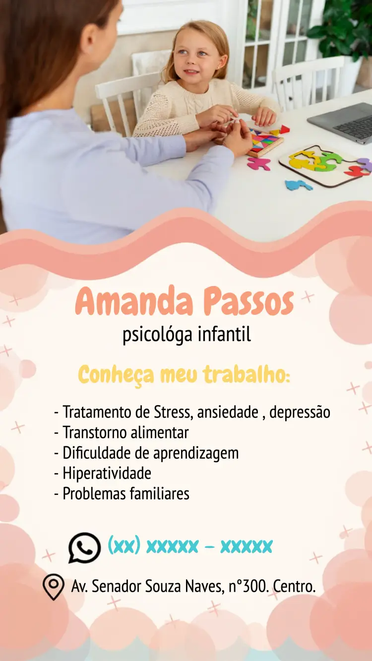 Convite Cartão De Visita Psicóloga Infantil Aprendizagem