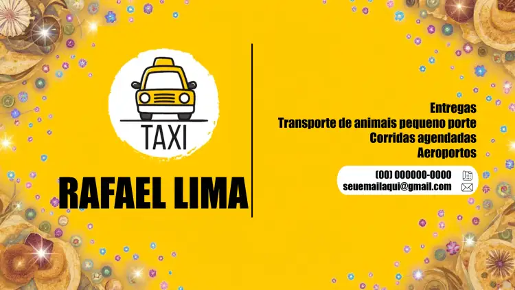 Convite Cartão De Visita Taxista Carro – tema Mais pesquisados moderno, profissional, colorido, minimalista, elegante, dinâmico