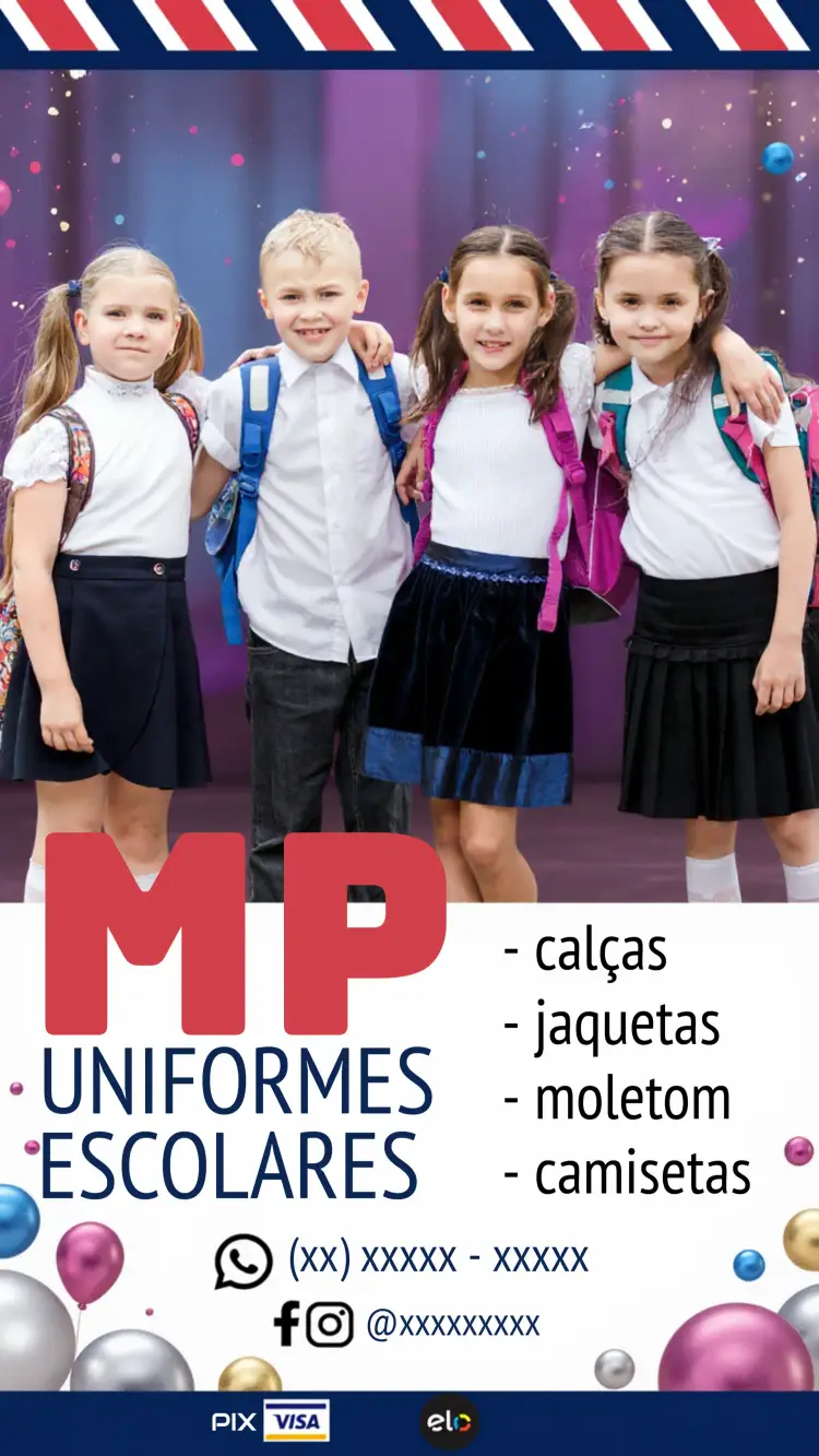 Convite Cartão De Visita Uniformes Escolares Flyer